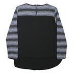 BONITA Womens Grey & Black Striped Pattern Cotton Blend Jumper Round Neck Basic