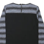 BONITA Womens Grey & Black Striped Pattern Cotton Blend Jumper Round Neck Basic
