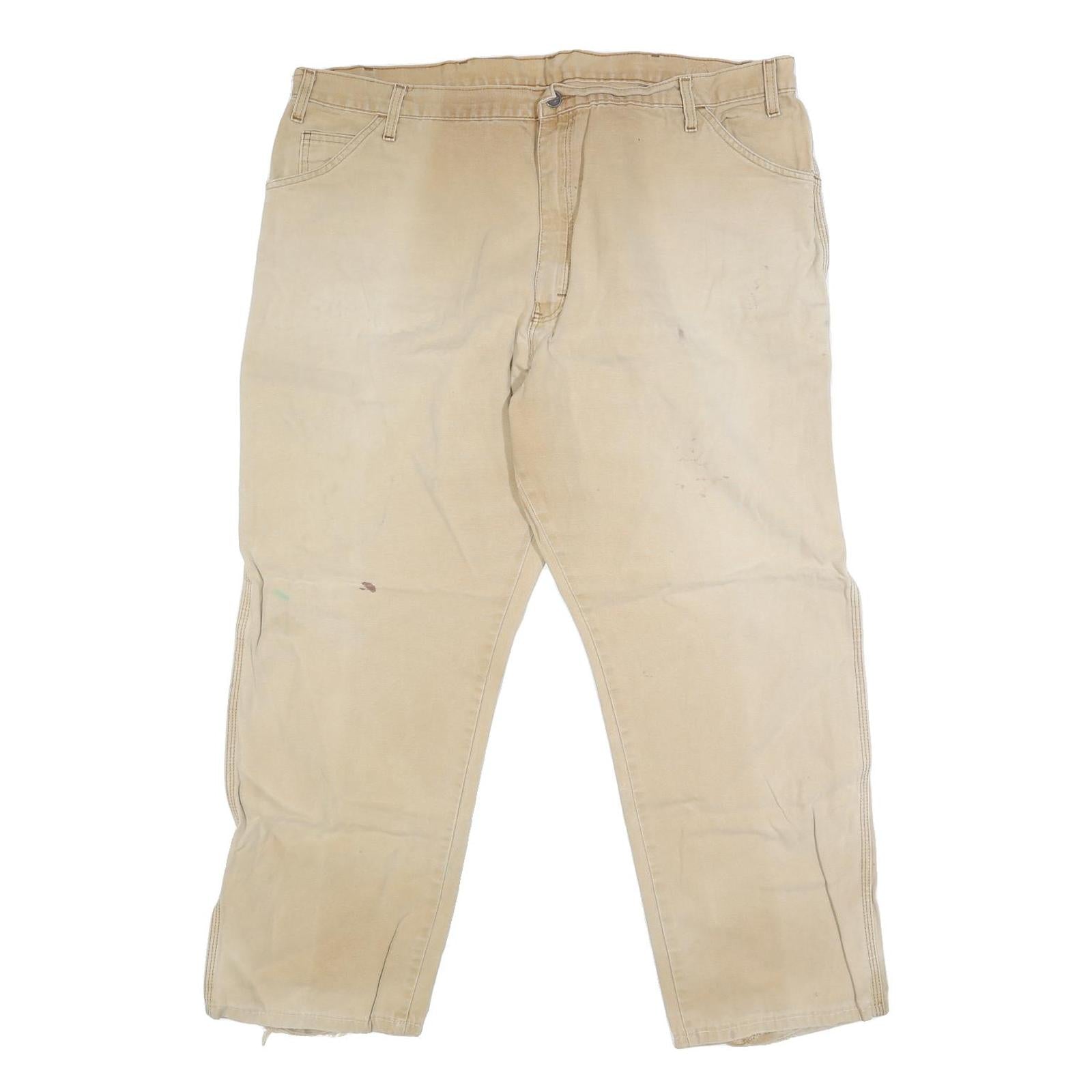 DICKIES Mens Regular Fit Beige Denim Jeans W42 L29 Workwear Zip Closure