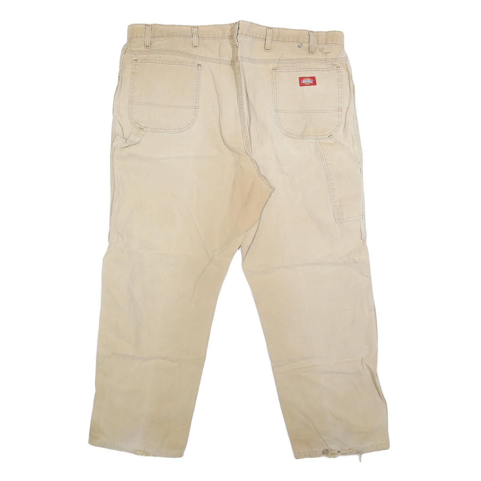 DICKIES Mens Regular Fit Beige Denim Jeans W42 L29 Workwear Zip Closure