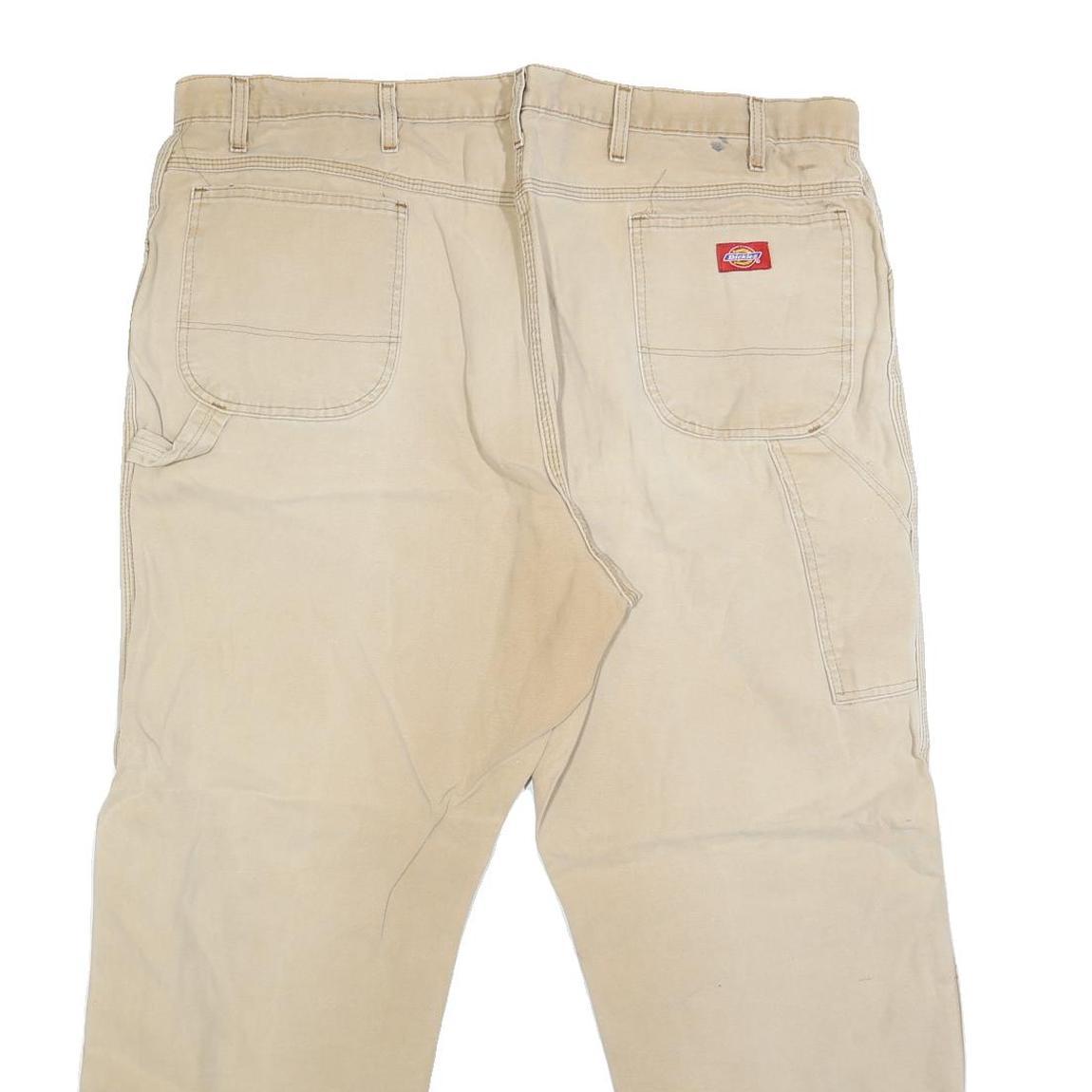 DICKIES Mens Regular Fit Beige Denim Jeans W42 L29 Workwear Zip Closure