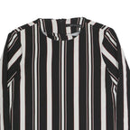 ZARA Womens Black & White Striped Top Long Sleeve Round Neck M Stylish