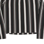 ZARA Womens Black & White Striped Top Long Sleeve Round Neck M Stylish