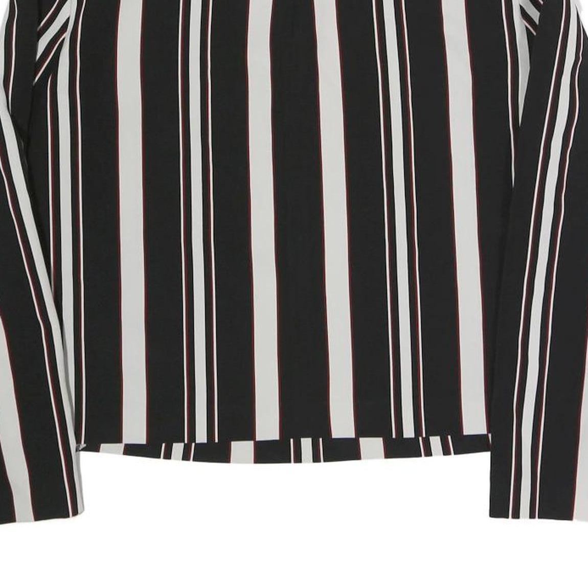 ZARA Womens Black & White Striped Top Long Sleeve Round Neck M Stylish