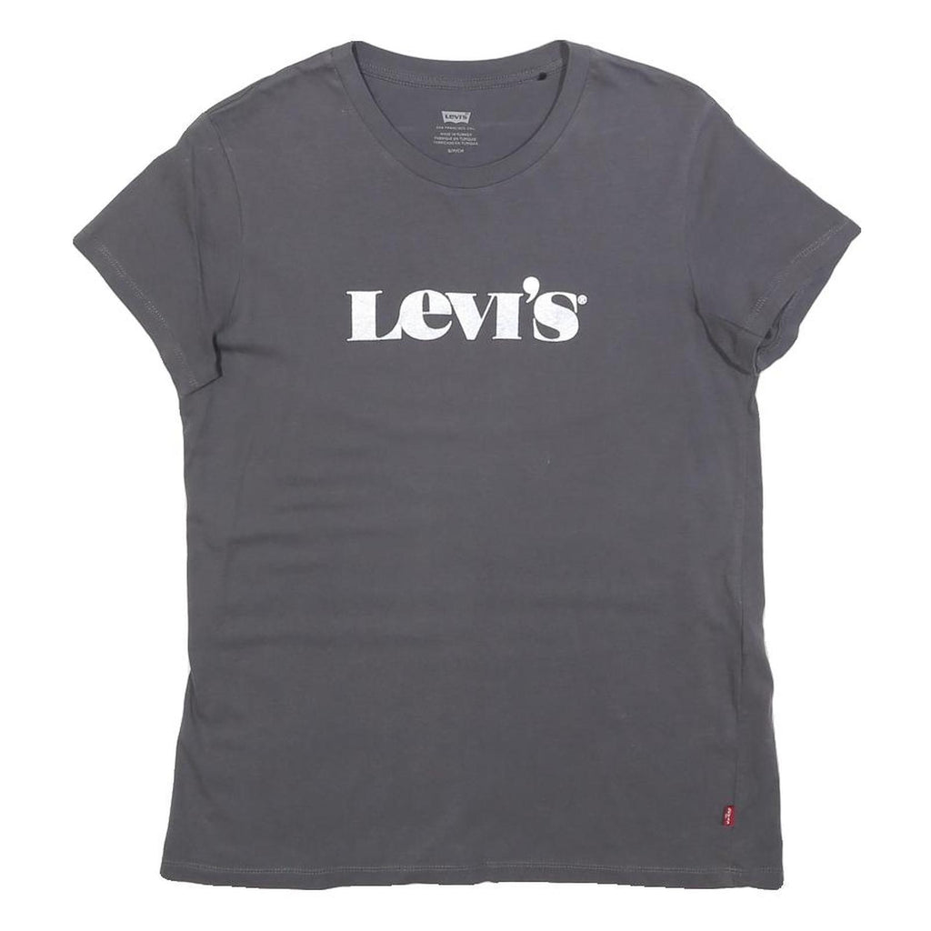 LEVI'S Womens Grey Graphic T-Shirt S Short Sleeve Crew Neck Cotton Blend