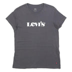 LEVI'S Womens Grey Graphic T-Shirt S Short Sleeve Crew Neck Cotton Blend