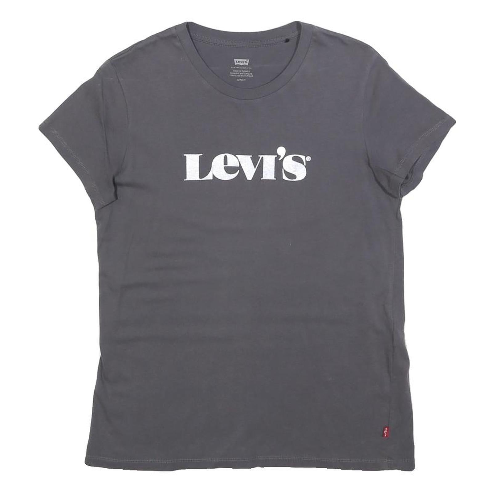 LEVI'S Womens Grey Graphic T-Shirt S Short Sleeve Crew Neck Cotton Blend
