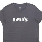 LEVI'S Womens Grey Graphic T-Shirt S Short Sleeve Crew Neck Cotton Blend
