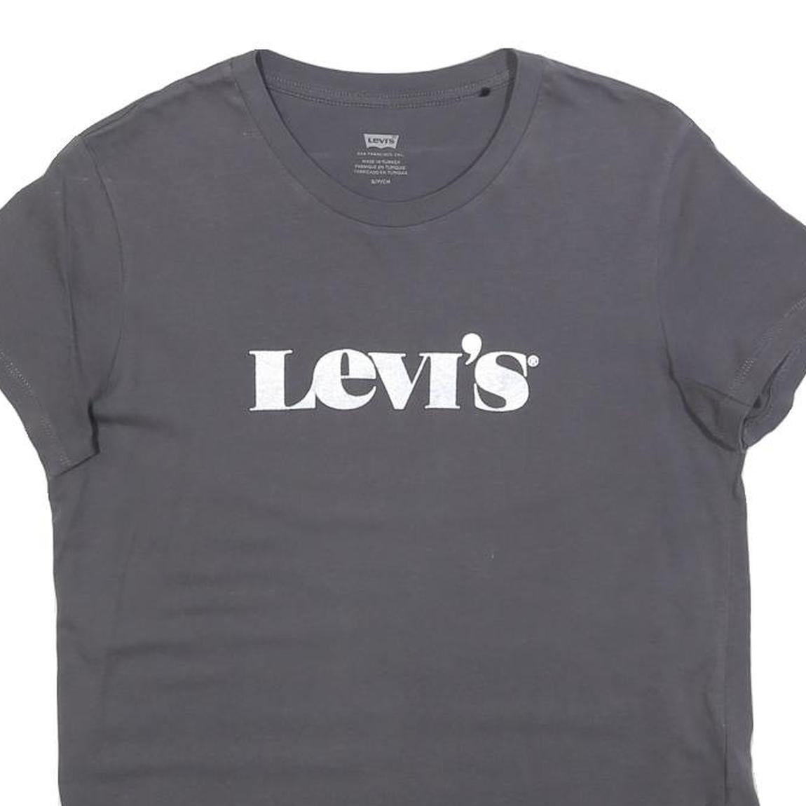 LEVI'S Womens Grey Graphic T-Shirt S Short Sleeve Crew Neck Cotton Blend
