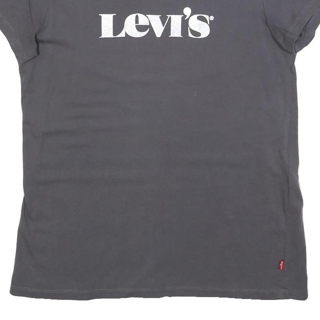 LEVI'S Womens Grey Graphic T-Shirt S Short Sleeve Crew Neck Cotton Blend