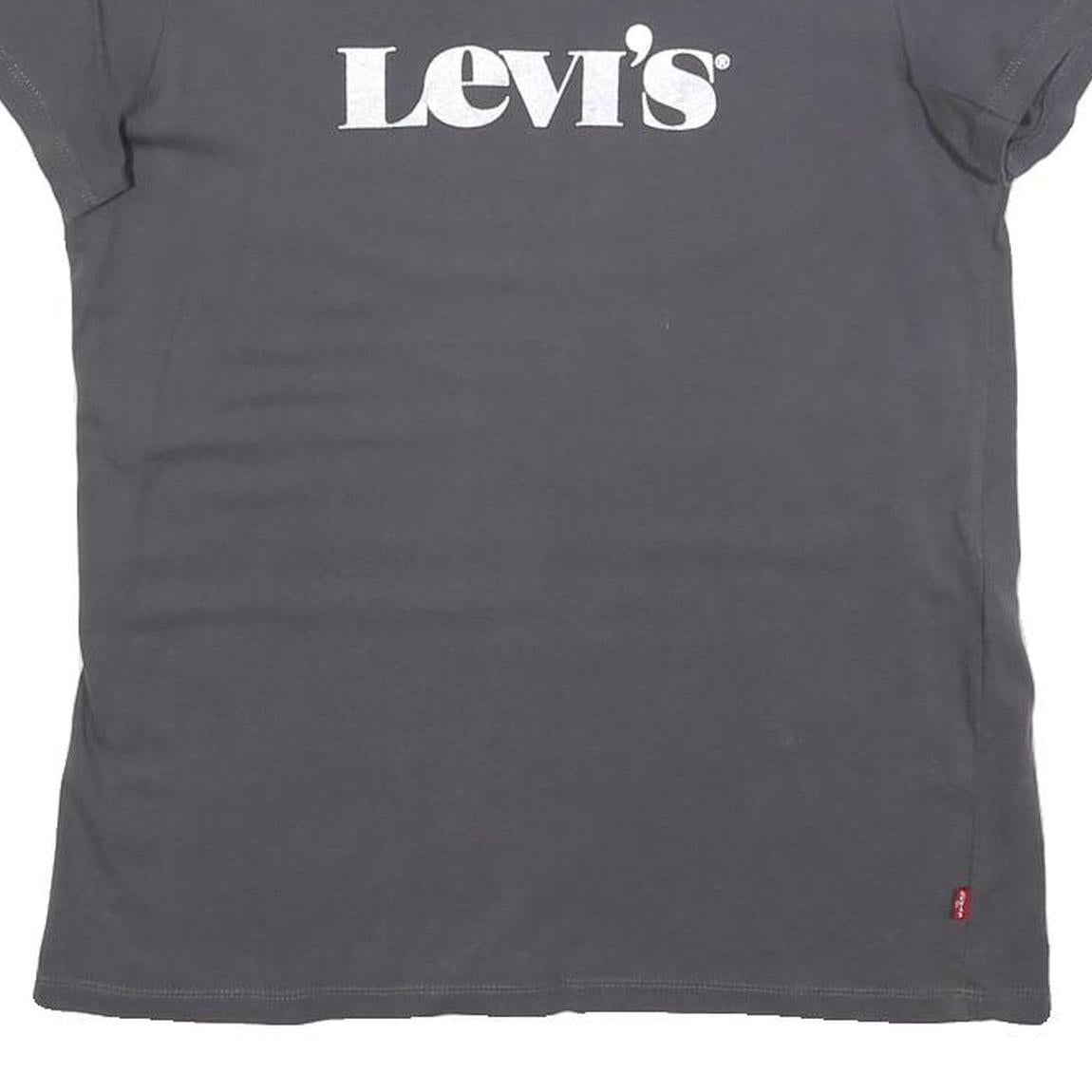 LEVI'S Womens Grey Graphic T-Shirt S Short Sleeve Crew Neck Cotton Blend