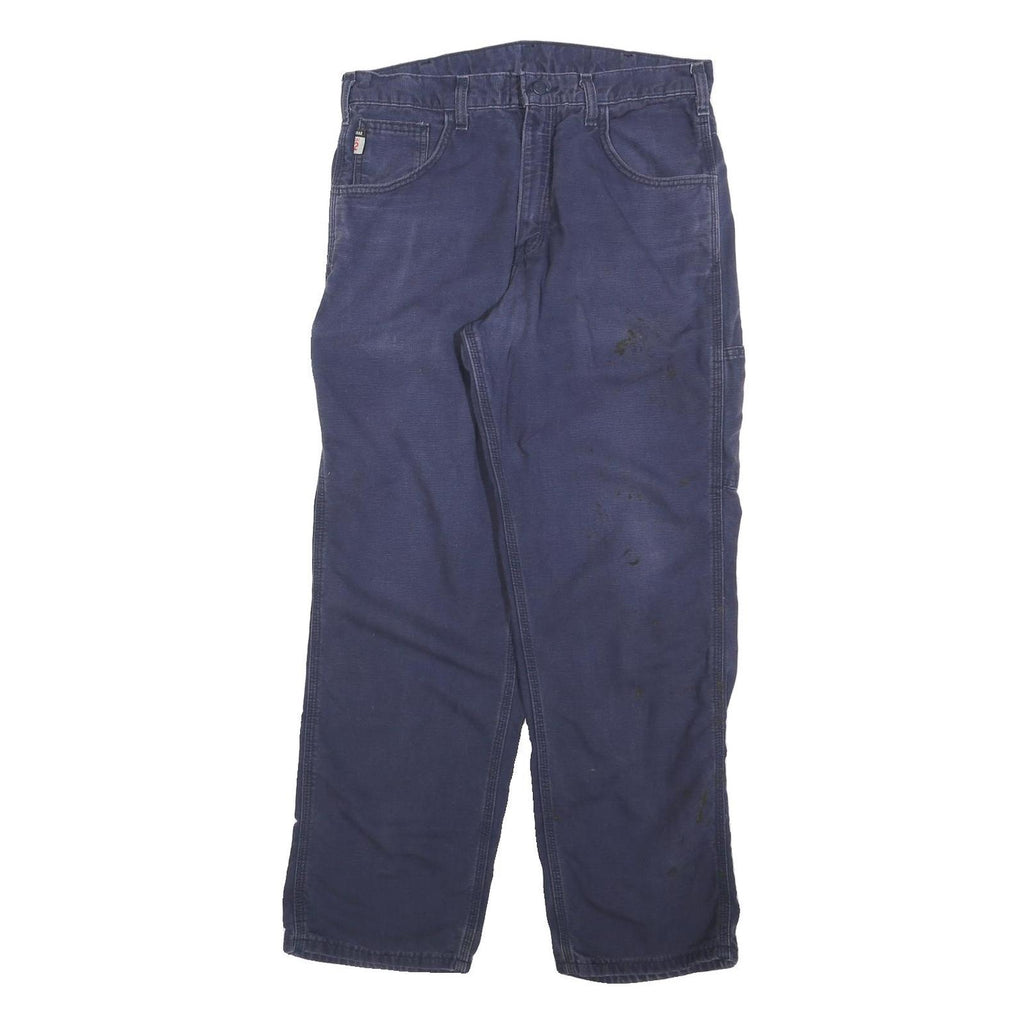CARHARTT Mens Relaxed Cotton Blend Blue Workwear Trousers W34 L30