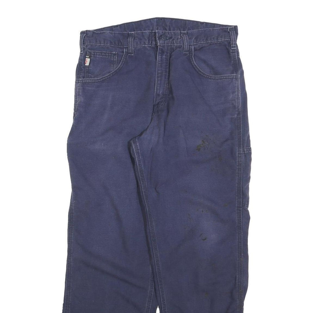 CARHARTT Mens Relaxed Cotton Blend Blue Workwear Trousers W34 L30