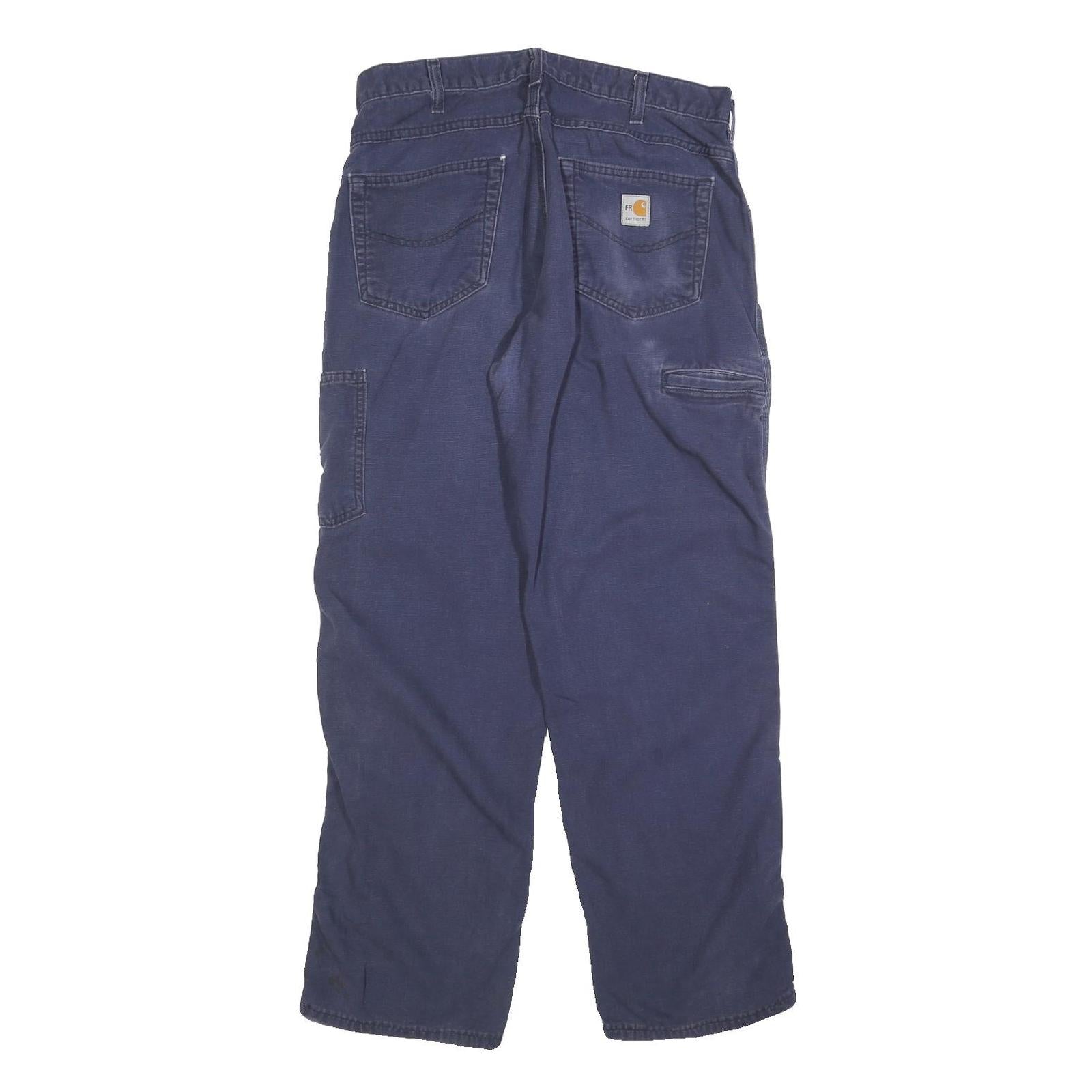 CARHARTT Mens Relaxed Cotton Blend Blue Workwear Trousers W34 L30