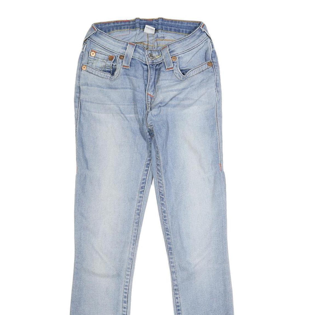 TRUE RELIGION Womens Slim Light Blue Denim Jeans W22 L29 Zip Cotton Blend