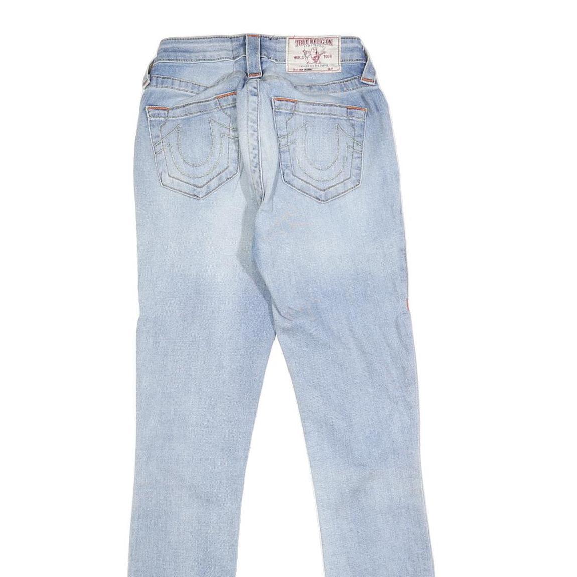 TRUE RELIGION Womens Slim Light Blue Denim Jeans W22 L29 Zip Cotton Blend