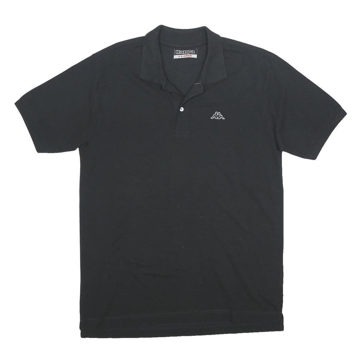 KAPPA Mens Black Short Sleeve Plain XL Cotton Logo Polo Shirt