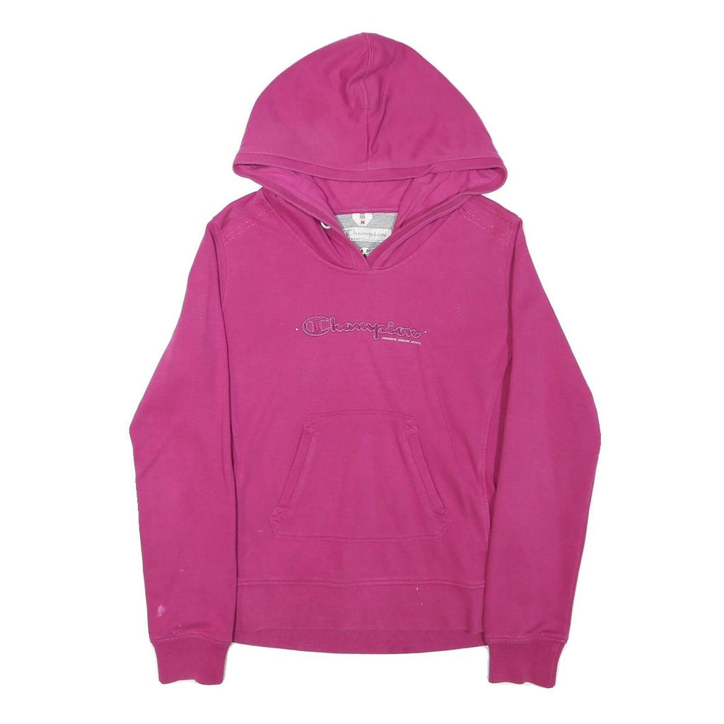 CHAMPION Girls Pink Hoodie M Cotton Blend Casual Pullover Sweatshirt