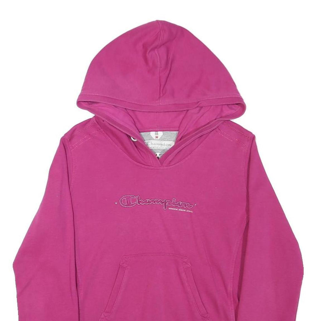 CHAMPION Girls Pink Hoodie M Cotton Blend Casual Pullover Sweatshirt