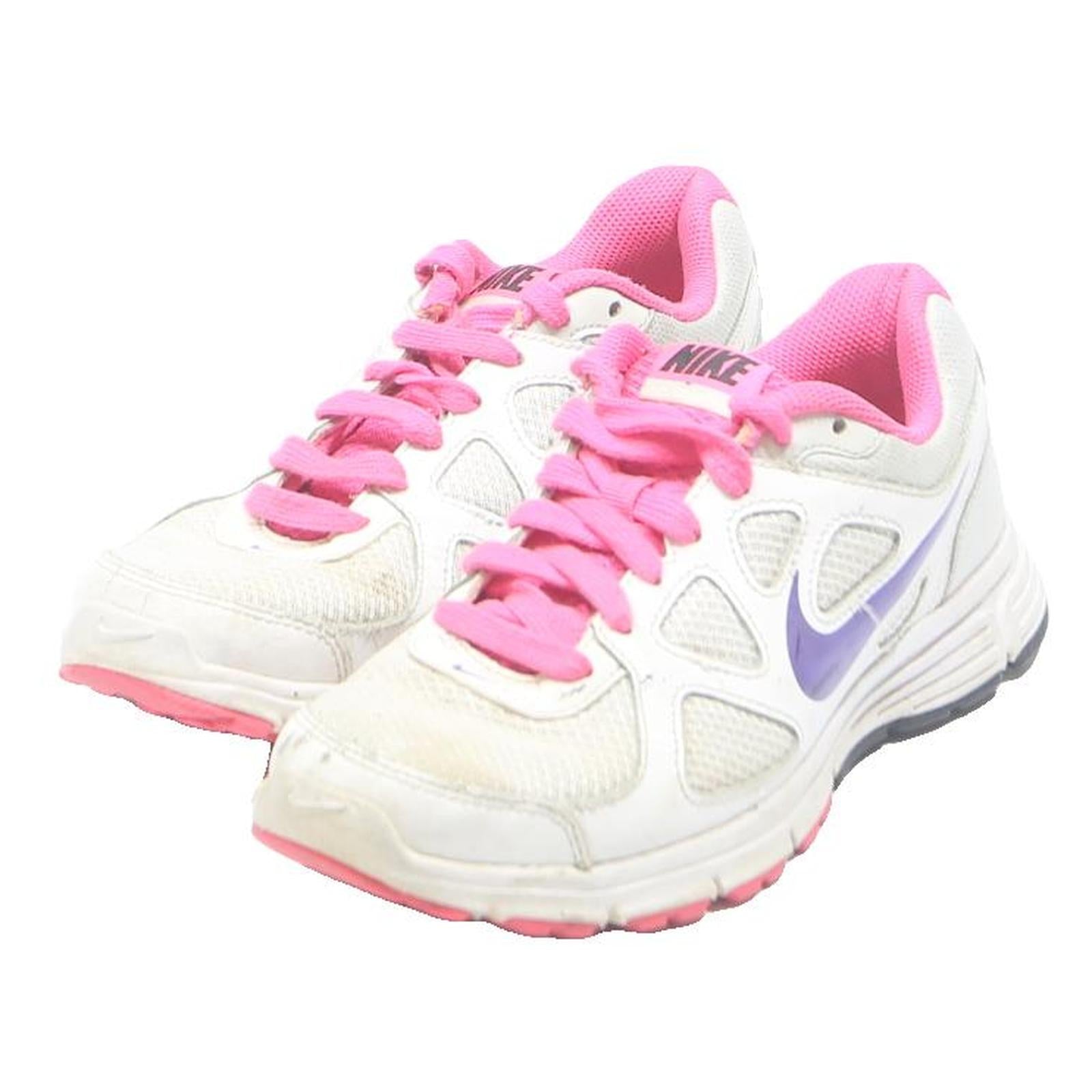 NIKE Womens Running Trainers White & Pink Synthetic UK 4 Lightweight Comfort