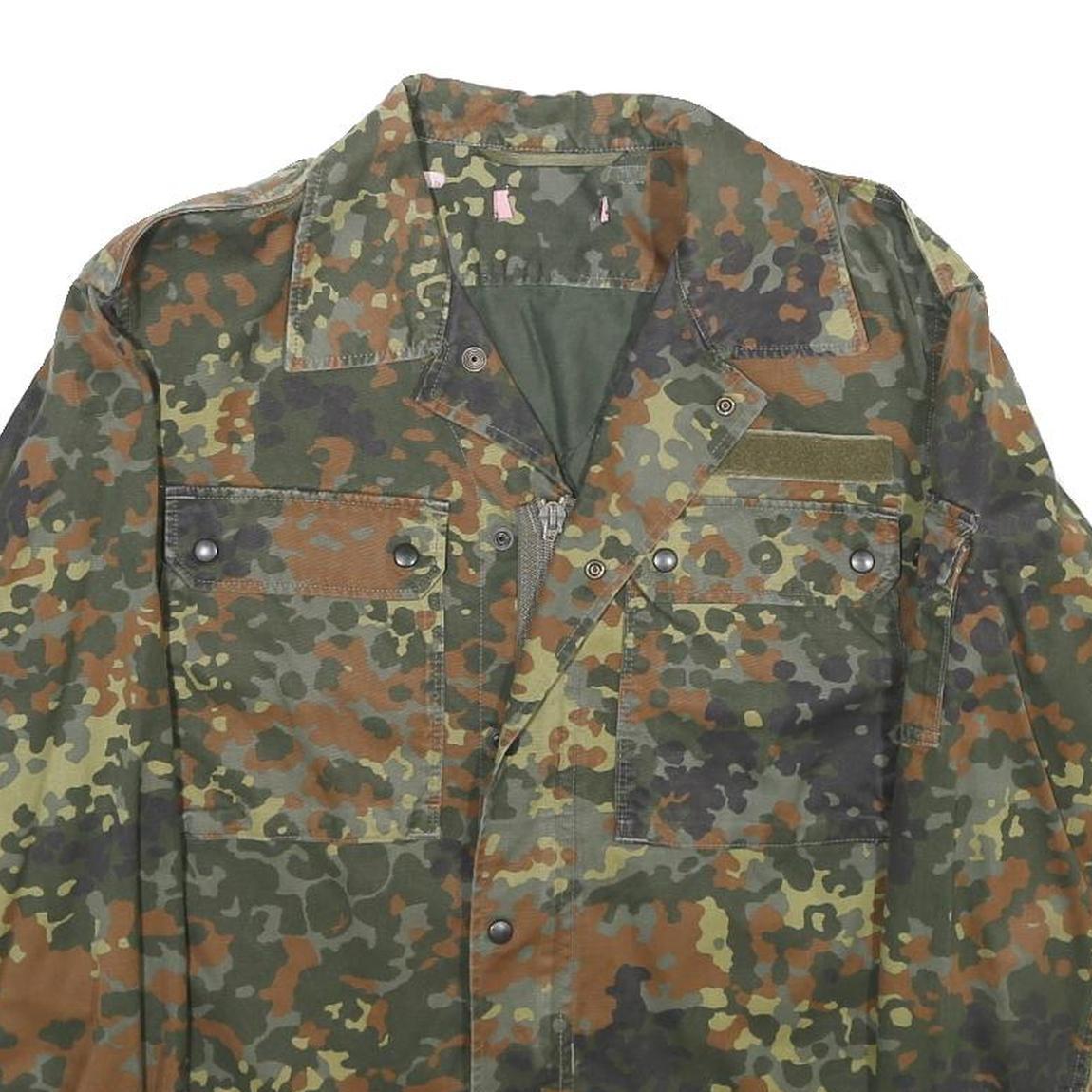 Womens Green & Brown Camouflage Sequin Eye Embroidered Zip Jacket XL Polyester