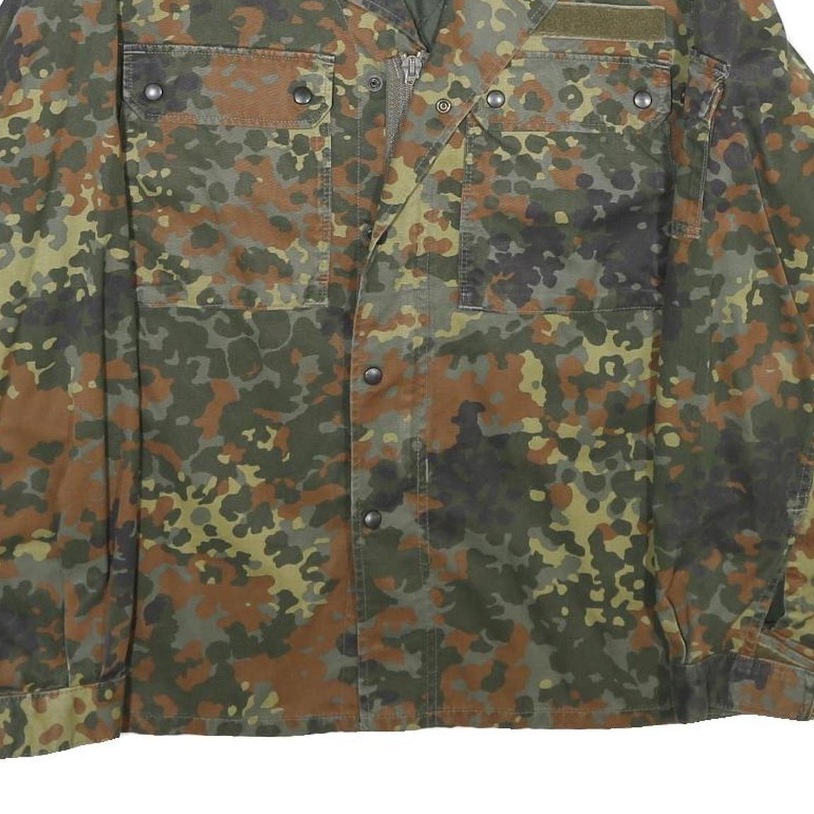 Womens Green & Brown Camouflage Sequin Eye Embroidered Zip Jacket XL Polyester