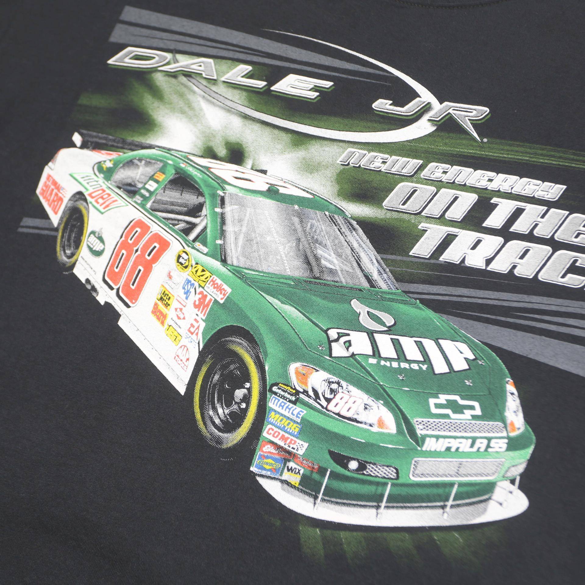 WINNER'S CIRCLE Mens Black Dale Jr Graphic T-Shirt L Cotton Short Sleeve Crew