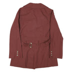 Womens Brown Button Jacket M Polyester Blend Classic Mid Length Stylish