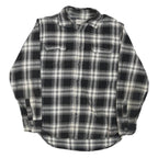 JACHS Mens Black & White Plaid Cotton Blend Shirt M Button Pocket Casual