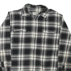 JACHS Mens Black & White Plaid Cotton Blend Shirt M Button Pocket Casual