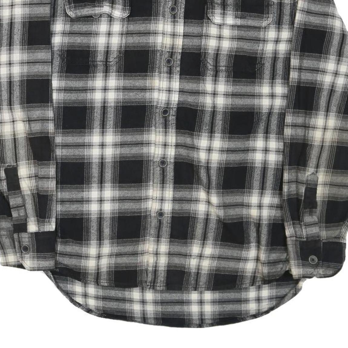 JACHS Mens Black & White Plaid Cotton Blend Shirt M Button Pocket Casual