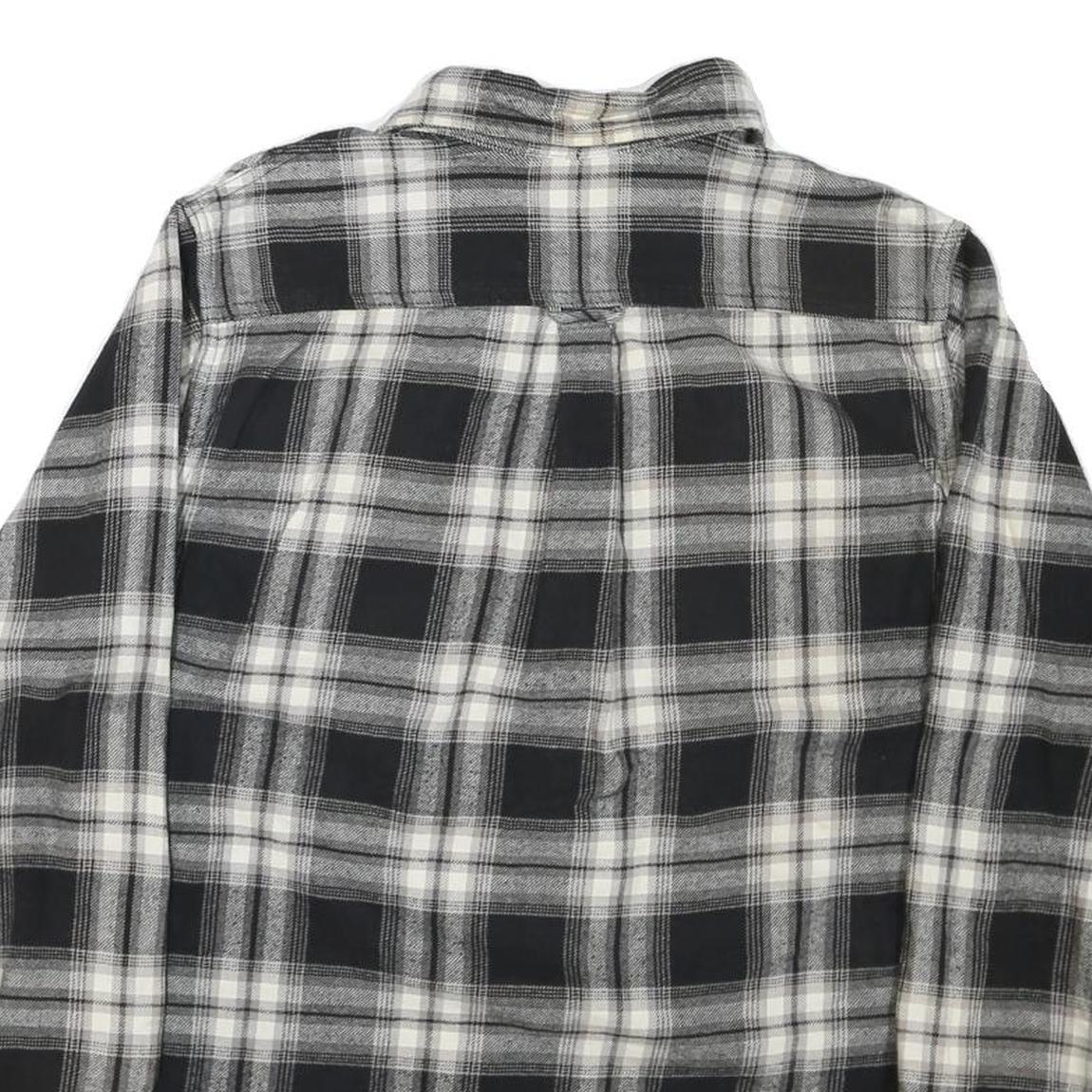 JACHS Mens Black & White Plaid Cotton Blend Shirt M Button Pocket Casual