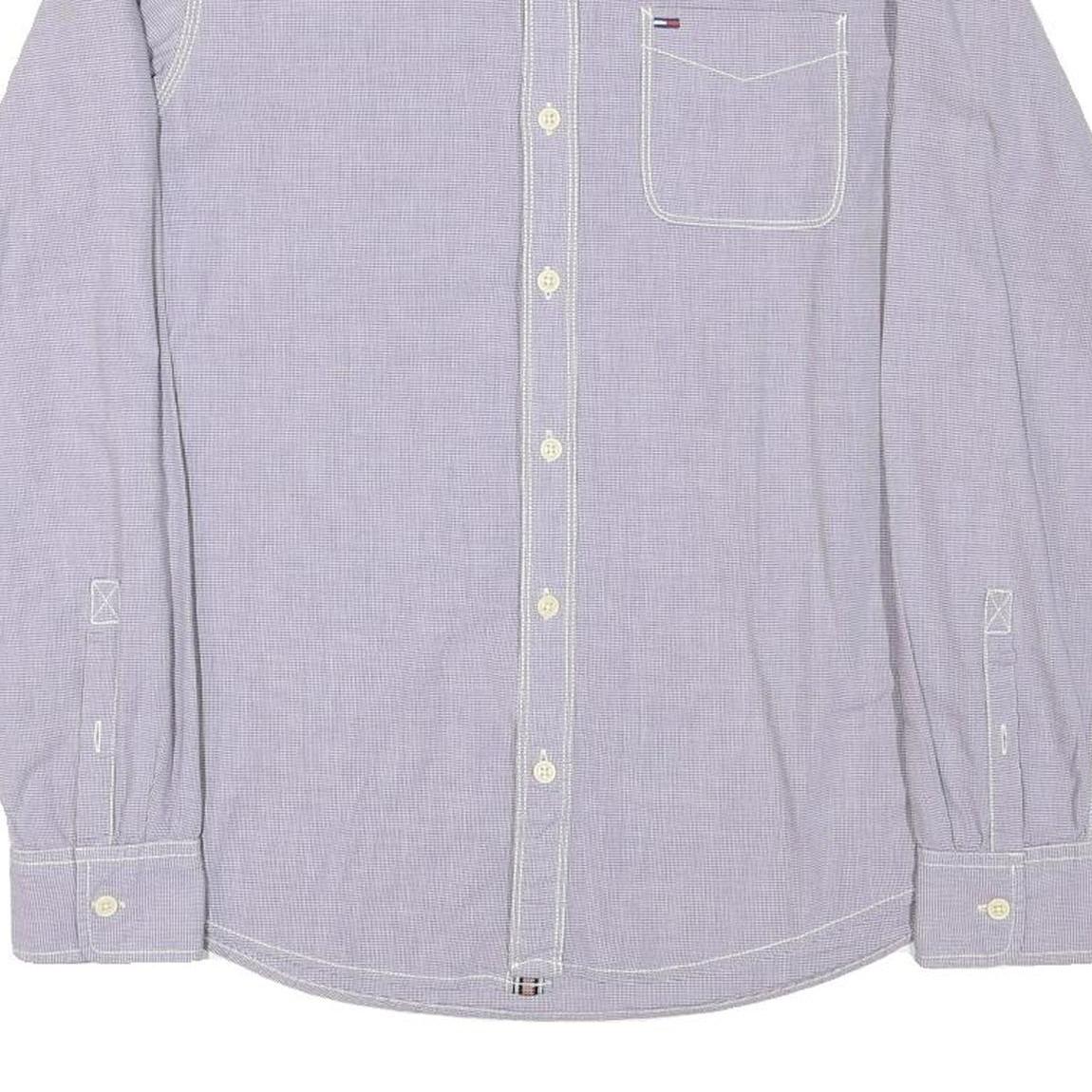 TOMMY HILFIGER Mens Blue Shirt M Cotton Blend Regular Fit Button Collar Casual