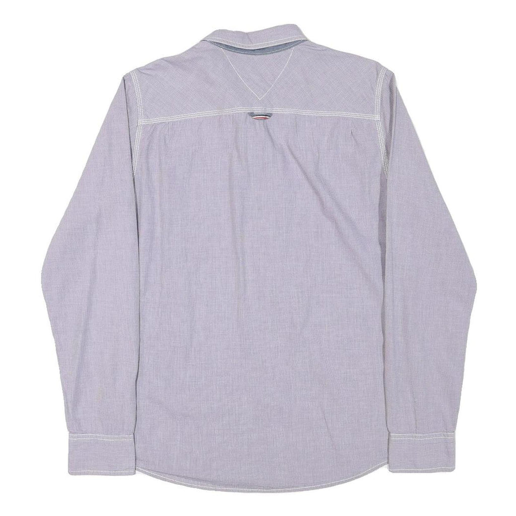 TOMMY HILFIGER Mens Blue Shirt M Cotton Blend Regular Fit Button Collar Casual