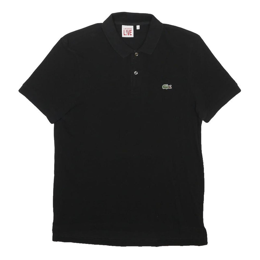LACOSTE LIVE Mens Black Short Sleeve Plain Polo Shirt M Cotton Blend Classic