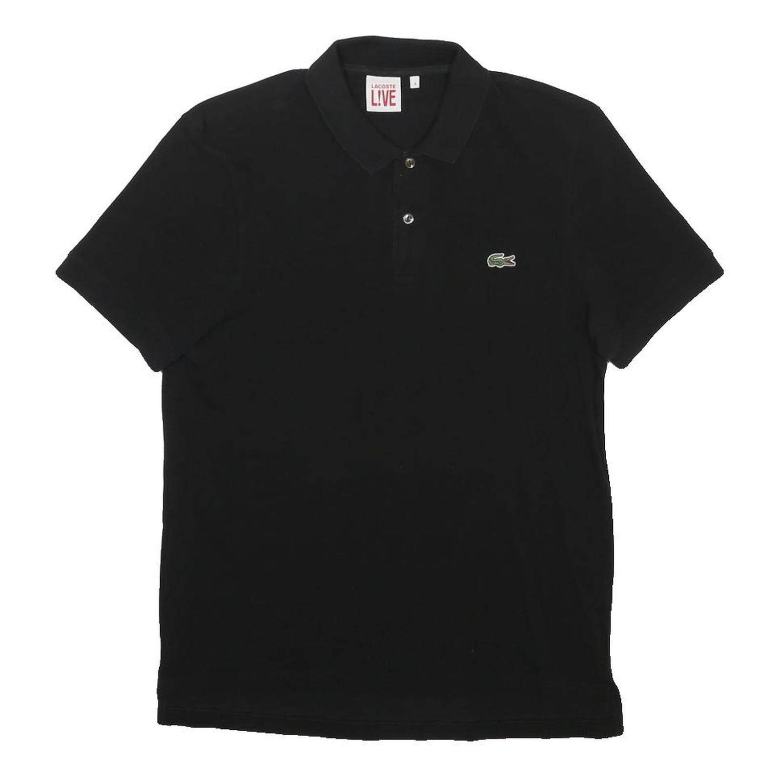 LACOSTE LIVE Mens Black Short Sleeve Plain Polo Shirt M Cotton Blend Classic