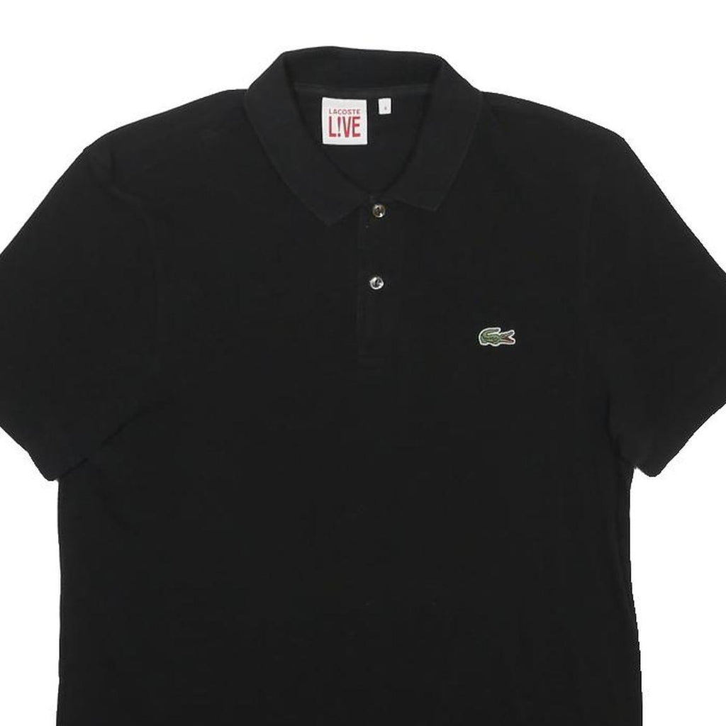 LACOSTE LIVE Mens Black Short Sleeve Plain Polo Shirt M Cotton Blend Classic