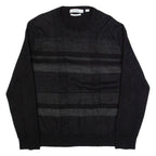 CALVIN KLEIN Womens Patterned Jumper Black Check Tight Knit Wool XL