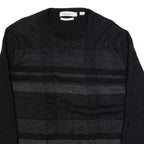CALVIN KLEIN Womens Patterned Jumper Black Check Tight Knit Wool XL