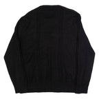 CALVIN KLEIN Womens Patterned Jumper Black Check Tight Knit Wool XL