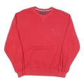 TOMMY HILFIGER Mens Red Crew Neck Sweatshirt L Classic Logo Cotton Blend