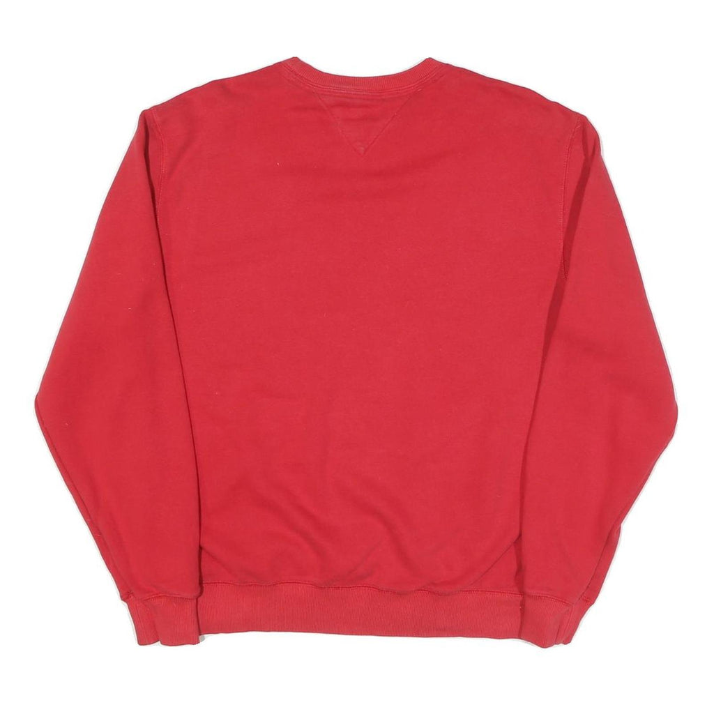 TOMMY HILFIGER Mens Red Crew Neck Sweatshirt L Classic Logo Cotton Blend