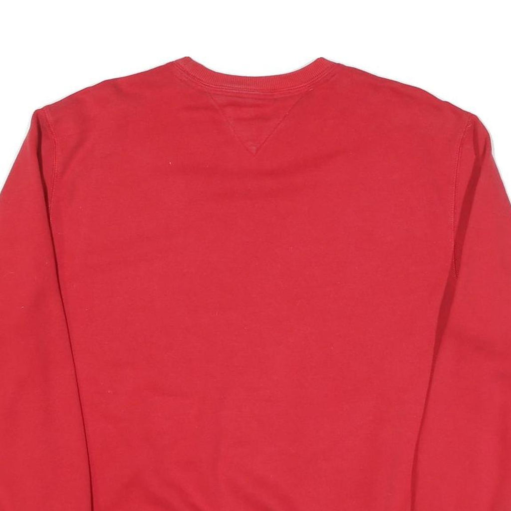 TOMMY HILFIGER Mens Red Crew Neck Sweatshirt L Classic Logo Cotton Blend