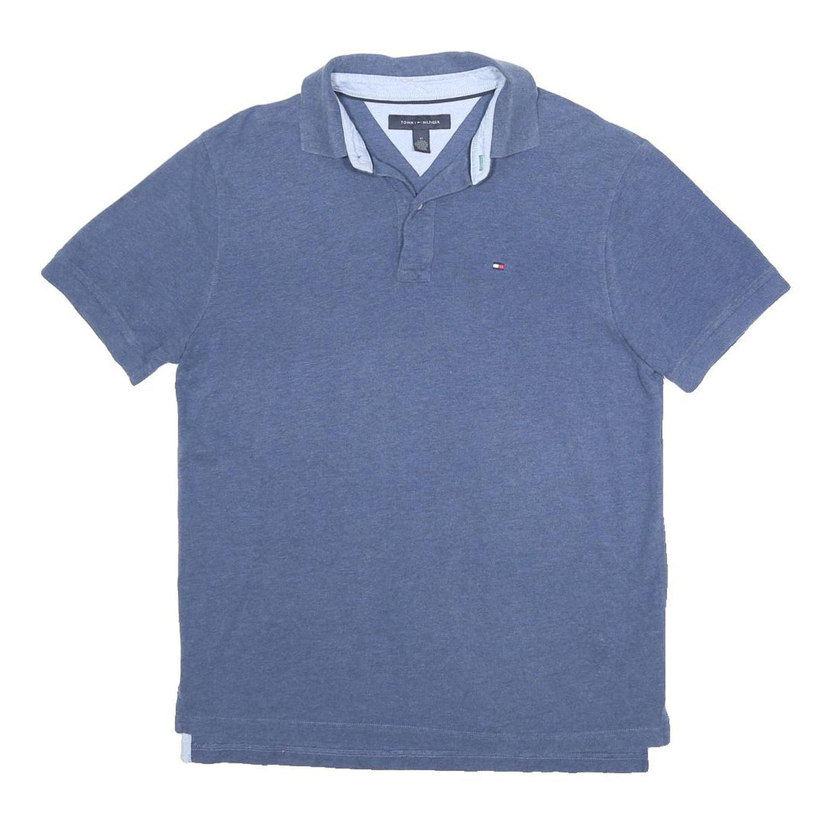 TOMMY HILFIGER Mens Blue Short Sleeve Polo Shirt M Cotton Casual Basic