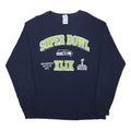 DELTA Mens Navy Blue Super Bowl XLIX Graphic Long Sleeve Crew Neck T-Shirt L