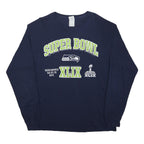 DELTA Mens Navy Blue Super Bowl XLIX Graphic Long Sleeve Crew Neck T-Shirt L