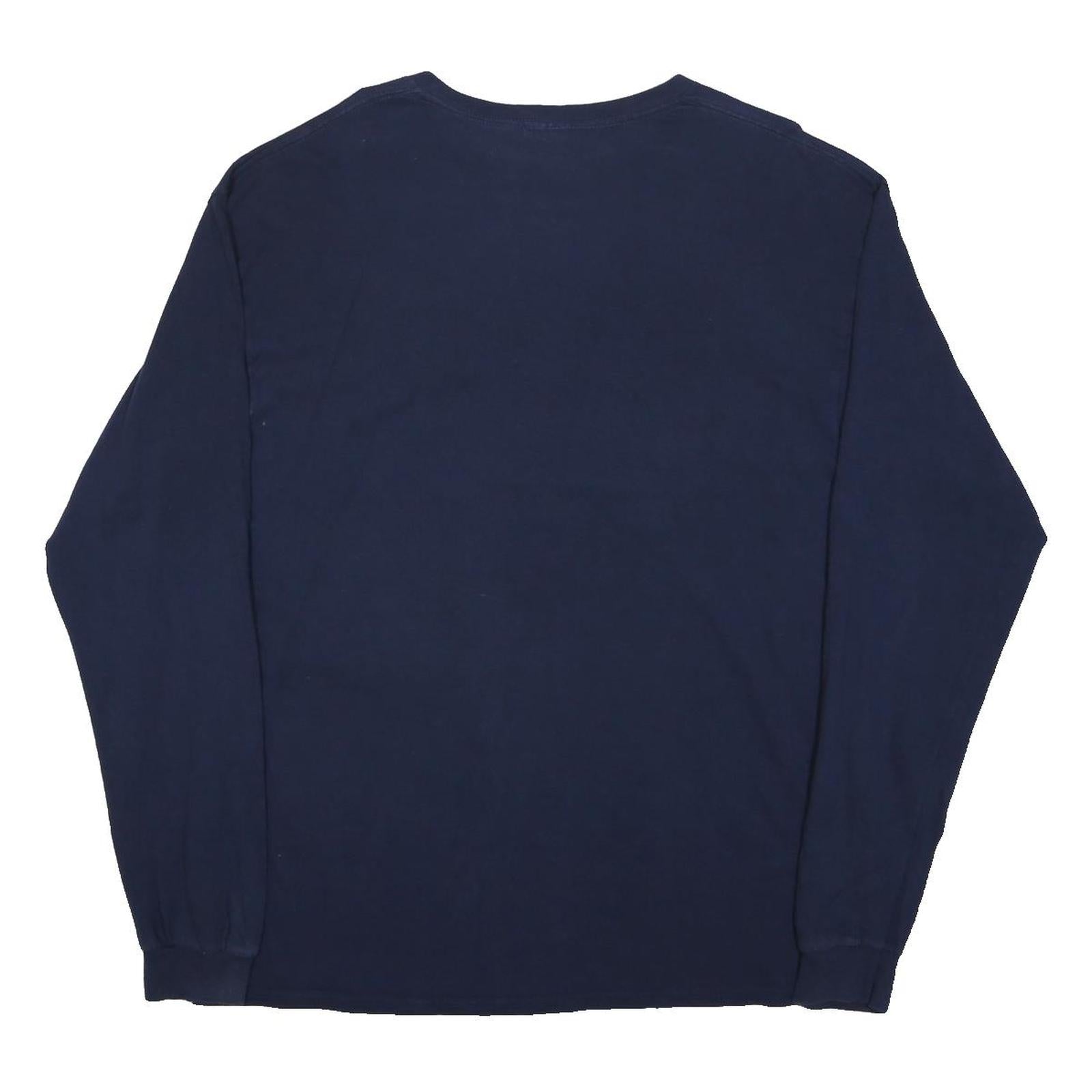 DELTA Mens Navy Blue Super Bowl XLIX Graphic Long Sleeve Crew Neck T-Shirt L