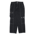 HOT TOPIC Womens Black Cotton Blend Relaxed Cargo Trousers W32 L30 Contrast