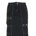 HOT TOPIC Womens Black Cotton Blend Relaxed Cargo Trousers W32 L30 Contrast