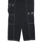 HOT TOPIC Womens Black Cotton Blend Relaxed Cargo Trousers W32 L30 Contrast